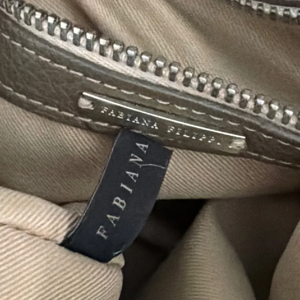 Fabiana Filippi Taupe Brown Pebbled Leather‎ Grey Wool Flap Crossbody Bag Italy